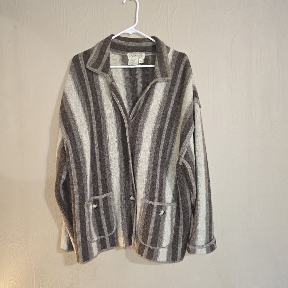 Vintage Denbigh Knitwear Jacket Womens One Size Striped Wool England